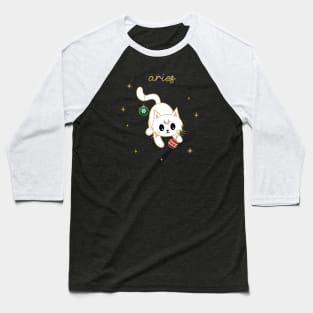 Aries Holiday Kitty Cat Baseball T-Shirt